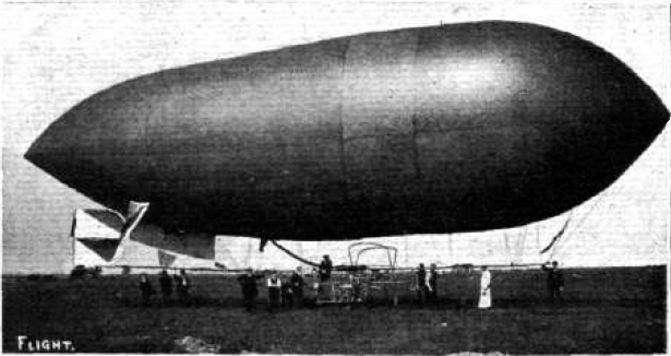 His Majestys Naval Airship No. 2 on the ground Ernest Willows airship.Willows 2a Public Domain