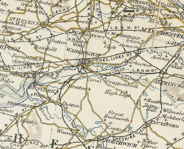 Map of early developed Warrington and district
