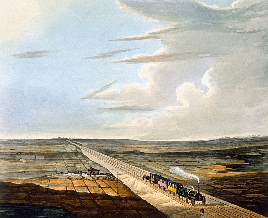 View of the Railway across Chat Moss from Burys Liverpool and Manchester Railway 1831 artfinder 267570 full 1024x836