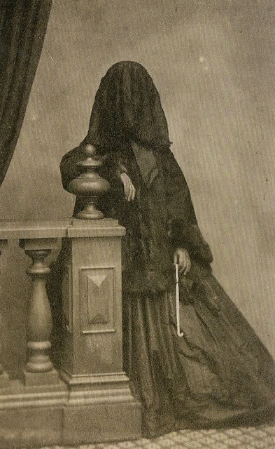 Early Victorian Lady in Mourning Dress