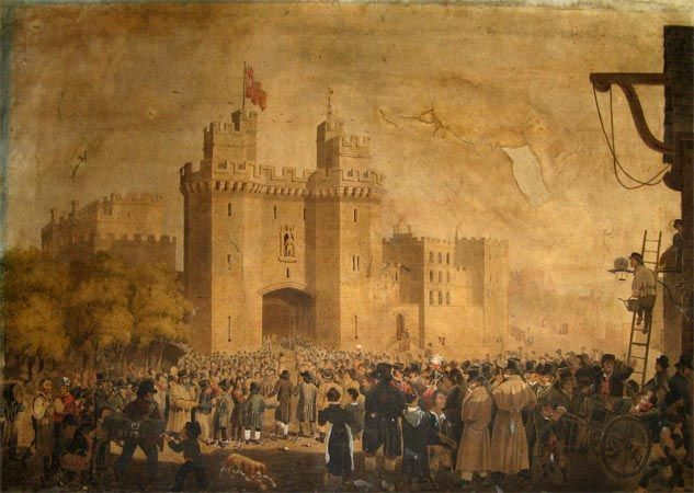 Prisoners arriving at lancaster castle in 1827 ex lancashire museum archives