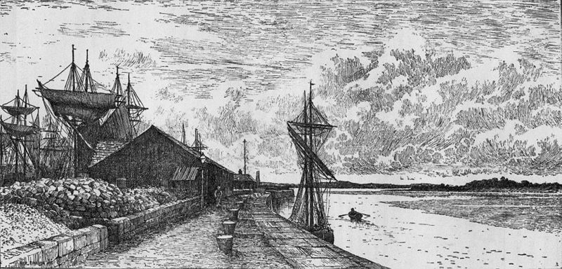 PD Runcorn Dock Engraving by Hedley Fitton died 1929 Date 1880s Source Nickson Charles 1887 History of Runcorn London and Warrington Mackie Co. Author Scanned and enhanced by Peter I. Vardy800px Runcorn Dock